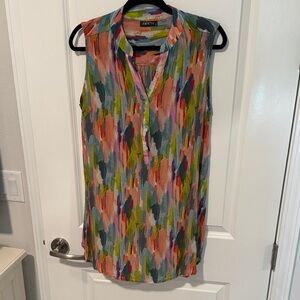 Colorful Abstract Sleeveless Blouse